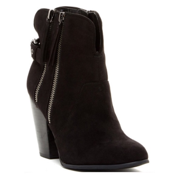 Carlos Santana Shoes - CARLOS SANTANA BLACK BOOTIES DUAL ZIPPER BUCKLE